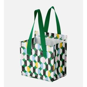 IKEA FLADDRIG Lunch Tote Bag Blue Green White Yellow Pink Elliptical Pattern